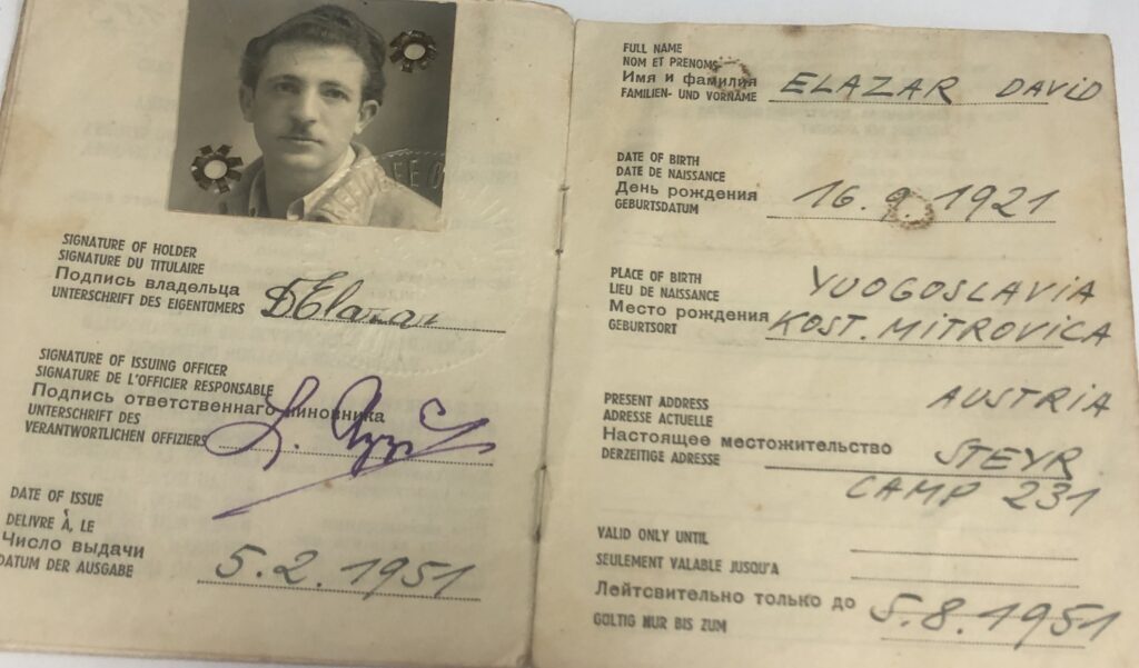 David's documents for immigration to Western Australia. At the start of the war, David's mother changed his birth year so he was eligible to join the Russian army.