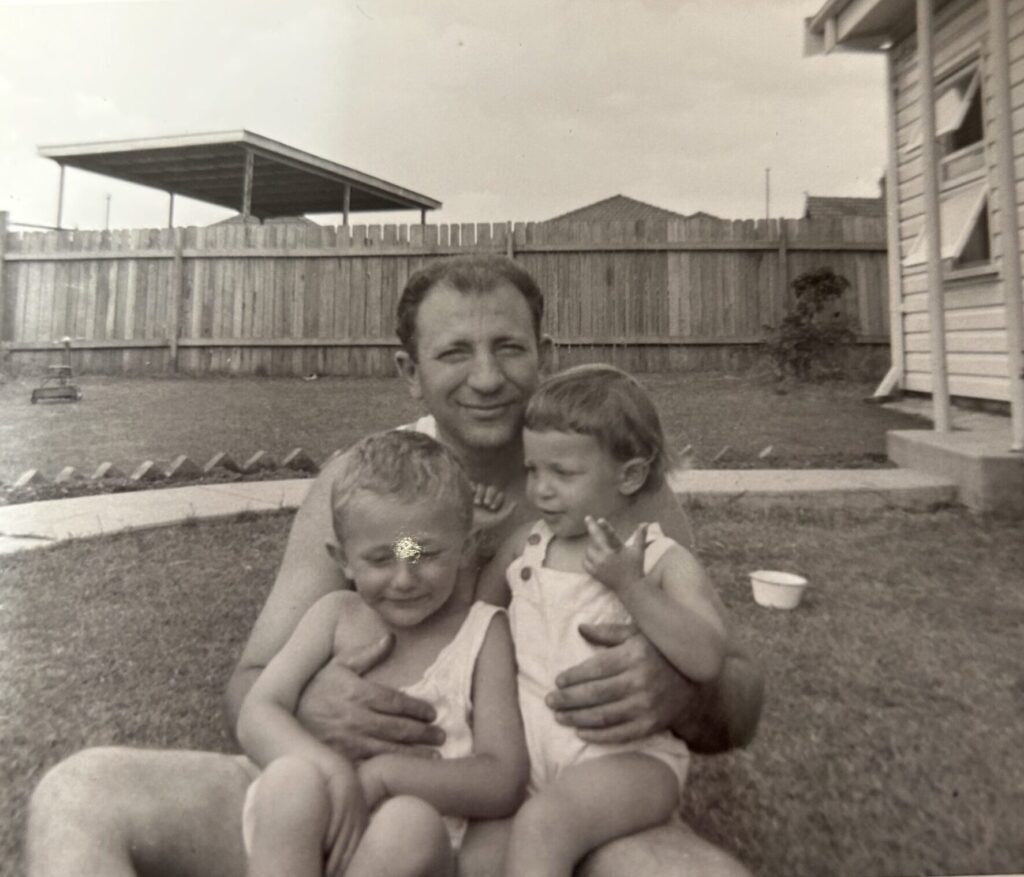 David with his children, Daniel and Vicki.