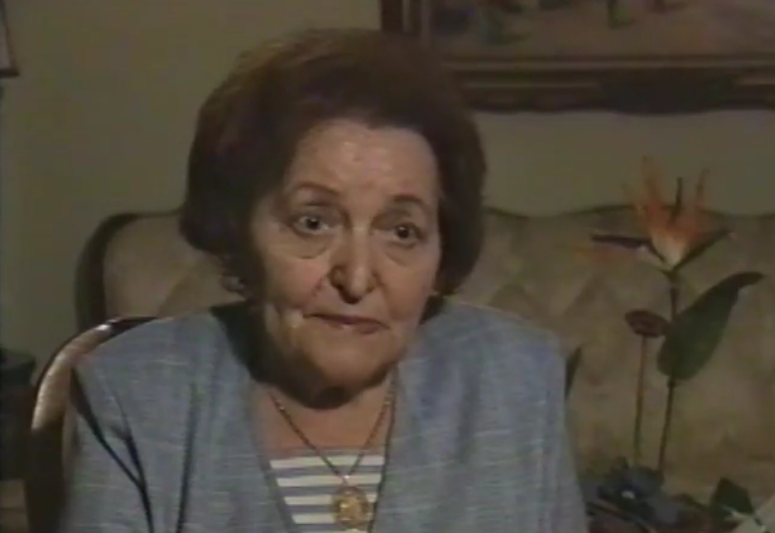 Rachel (Rose) Wolfe during a Shoah Foundation interview (1995).